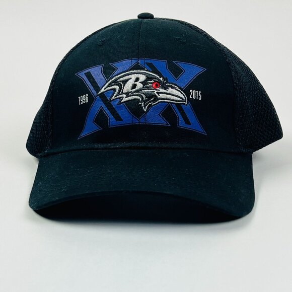 Baltimore Ravens 20th Anniversary Trucker Hat 1996-2015 Black BDA Adjustable - Picture 1 of 8